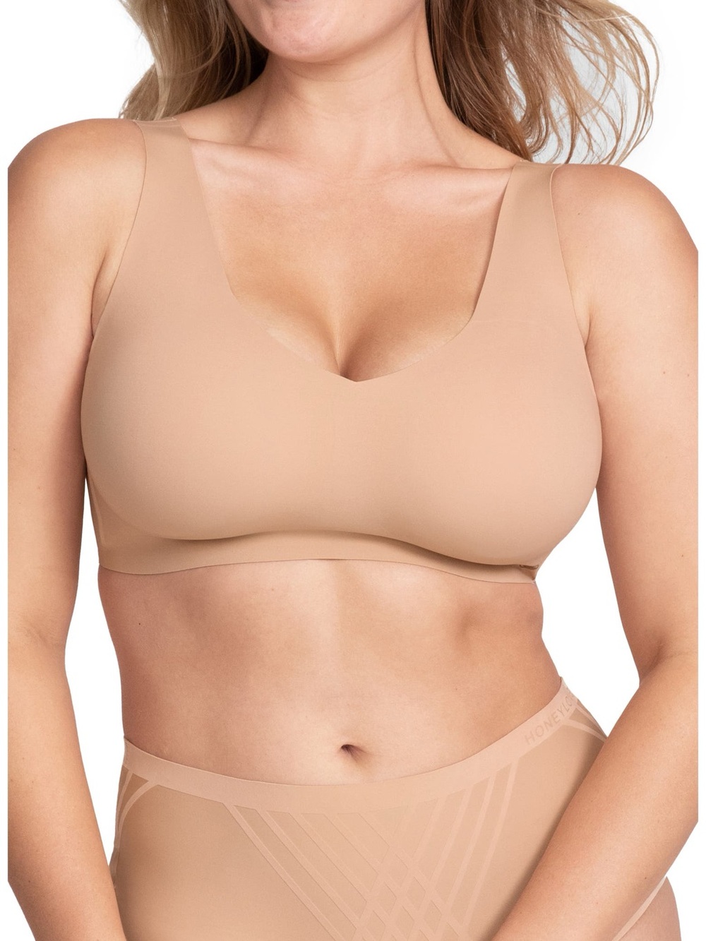 Honeylove Lifewear Pullover V-Neck Bra with Padding in Nude Size 2x MSRP $64
